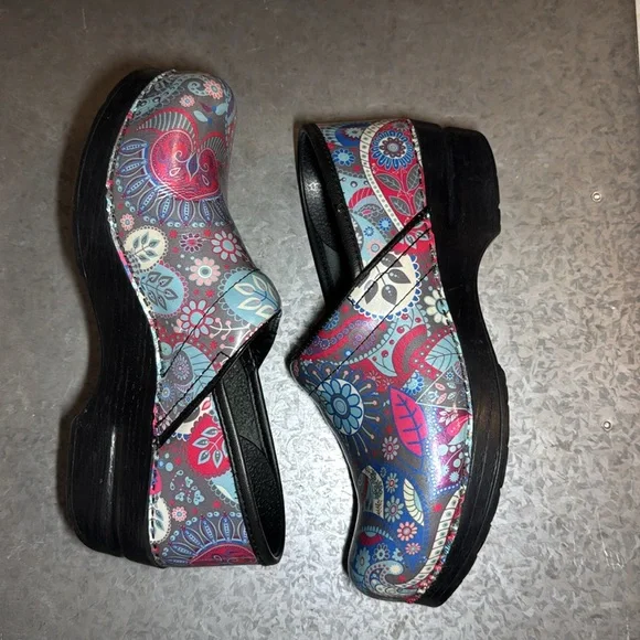 Dansko Women's Multi Colored Gray Paisley Clogs Comfort Shoes Size 38 Nurse Tech - Picture 5 of 11